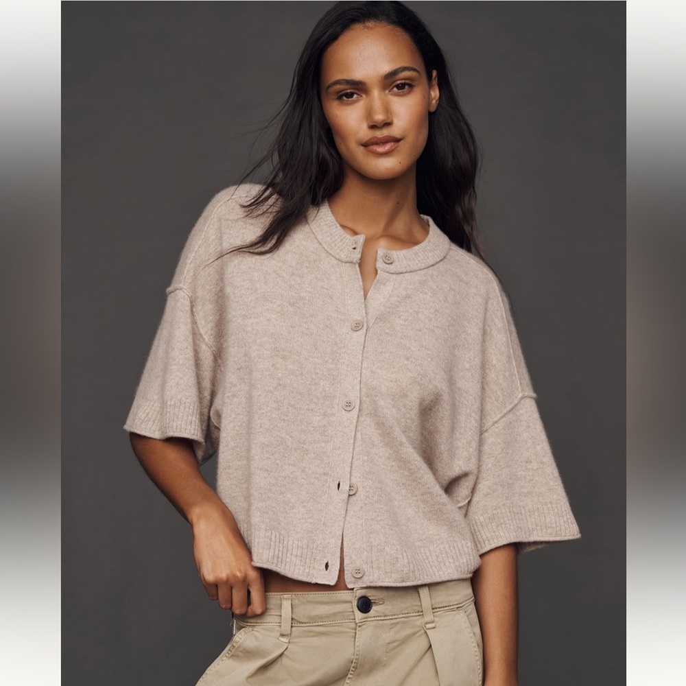 NWT Anthropologie Goldie Crew-Neck Cashmere Cardigan Sweater